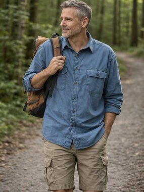 Clearwater Outfitters Blue Cotton Button Front Long Sleeve Shirt